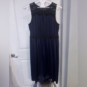 LOFT Black and Blue Striped Midi Dress - sz10 (P25)